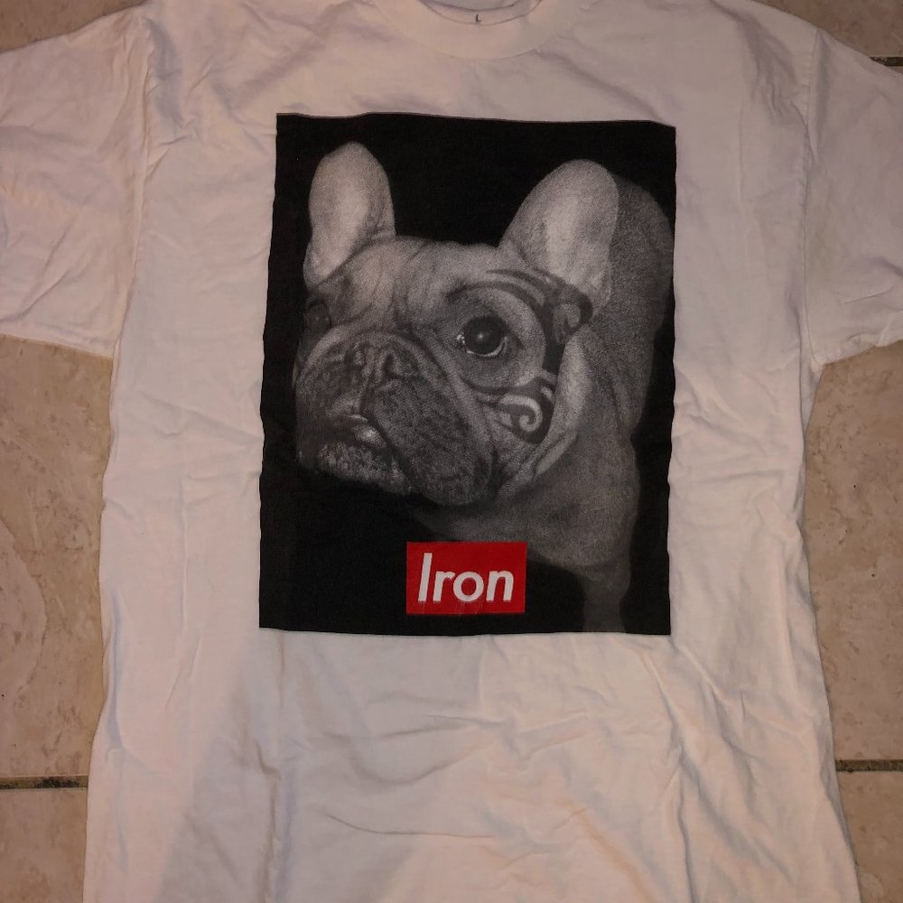 IRON MIKE BULLDOG WITH TATOO FACE T-SHIRT SIZE L White Jeepney Vintage